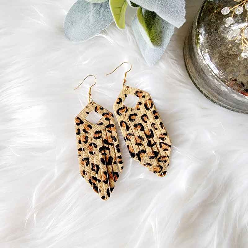 Leopard shop tassel earrings