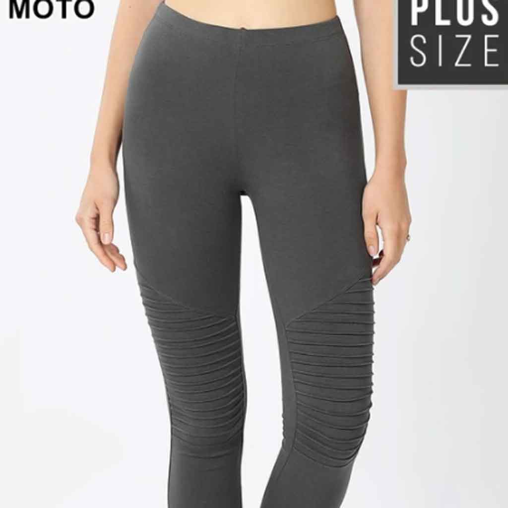 Plus Full Length Cloth Style Moto Leggings