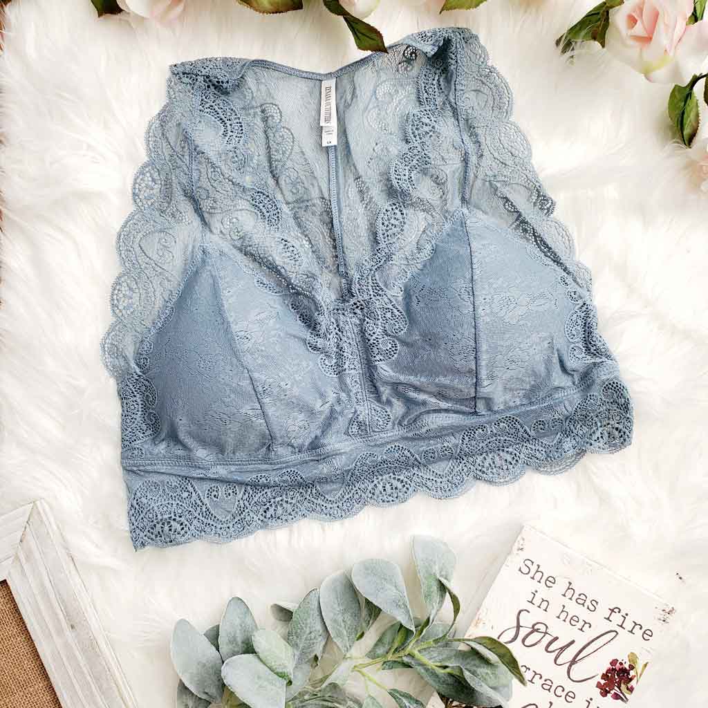 Stretch lace Bralette w/ removeable pads - Ash Grey
