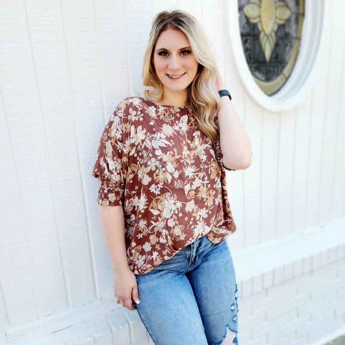 Floral Boatneck Blouse