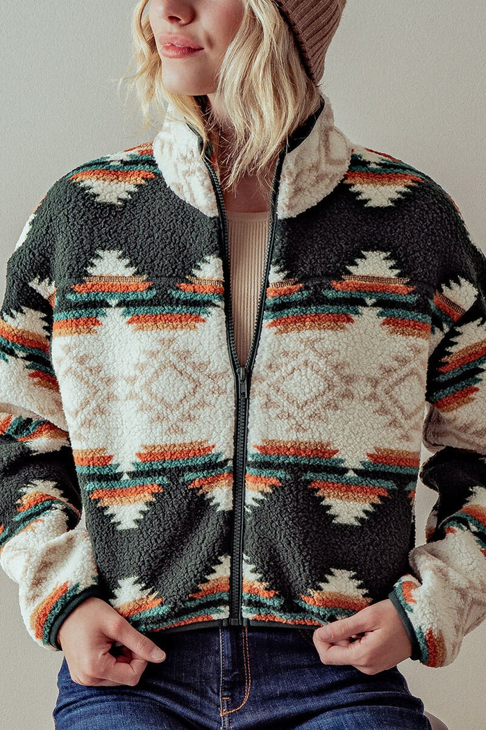 Aztec Print Crop Jacket