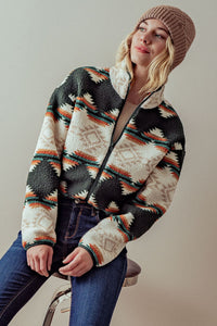 Aztec Print Crop Jacket