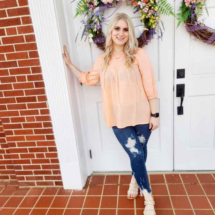 Pin Tuck Tunic Blouse