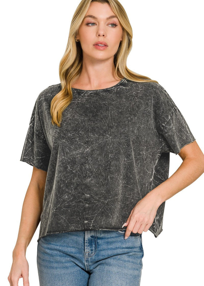 Acid Washed Crop Tee