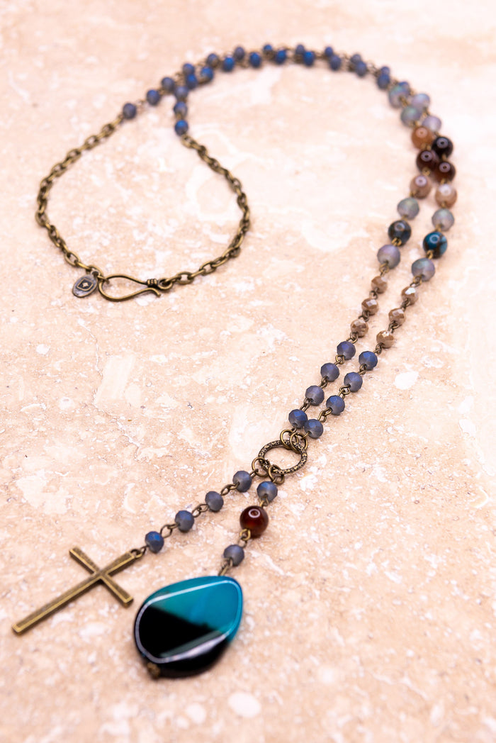 Blue Hues Cross Necklace