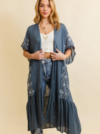 Boho Embroidered Longline Kimono