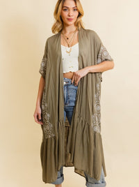 Boho Embroidered Longline Kimono