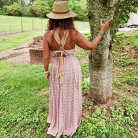 Border Print Sleeveless Maxi Dress