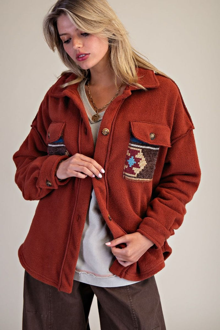 BOHO Print Fleece Shacket