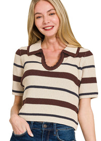 Striped Crop Sweater Top