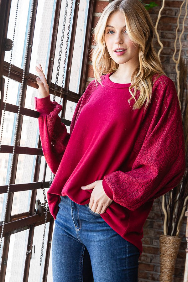 Contrast Sleeve Sweater Top