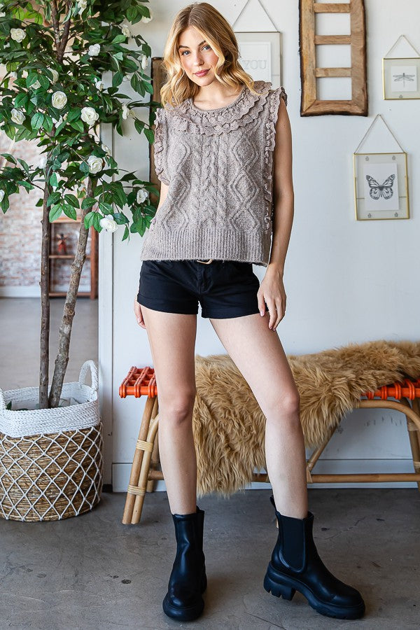 Cable Knit Sweater Vest