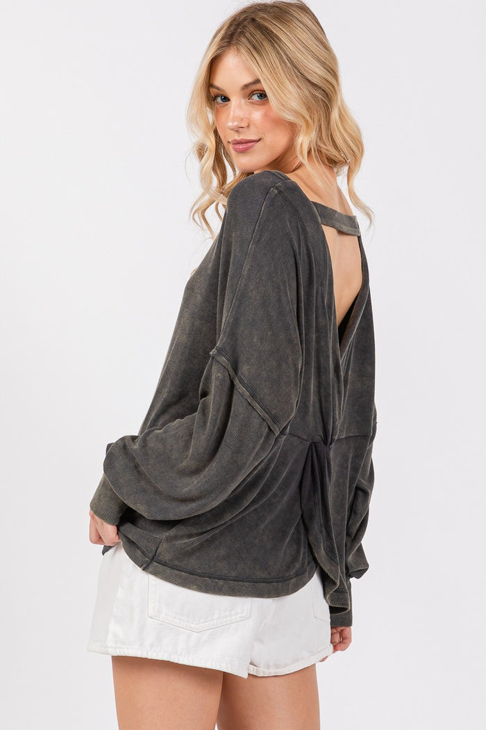 Twist Open Back Long Sleeve Top