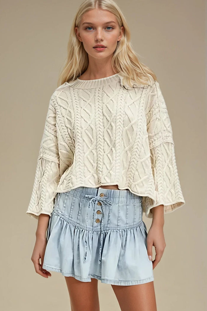 Cable Knit Lightweight Crop Sweater