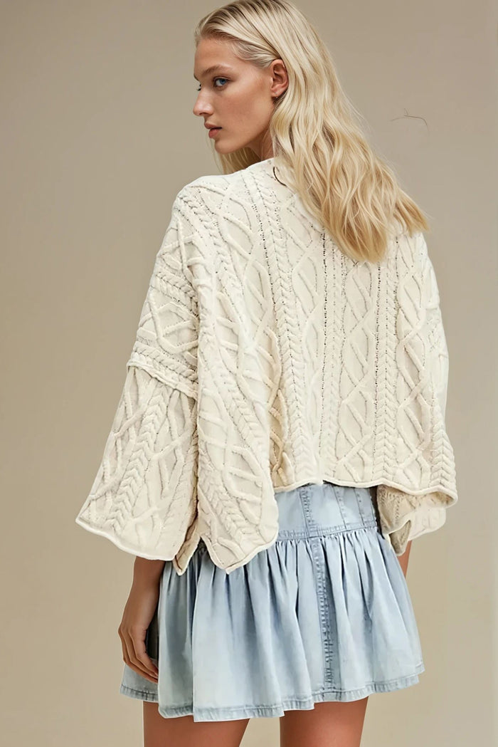 Cable Knit Lightweight Crop Sweater
