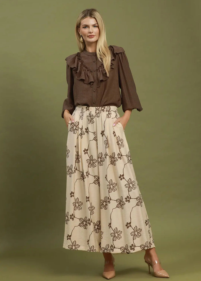 Floral Print Wide Leg Pants