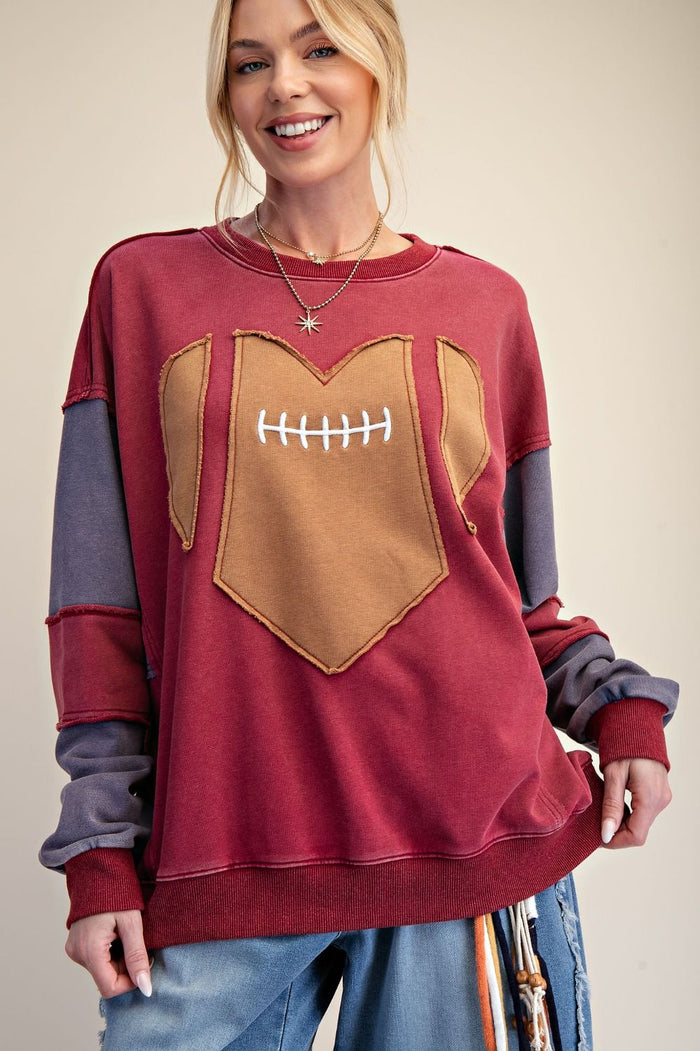 BOHO Football Patch Sweater