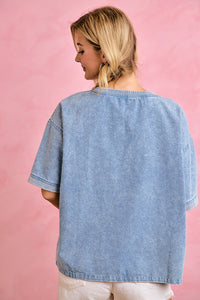Denim Retro Football Tee