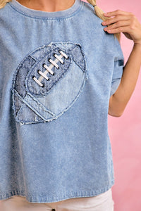 Denim Retro Football Tee