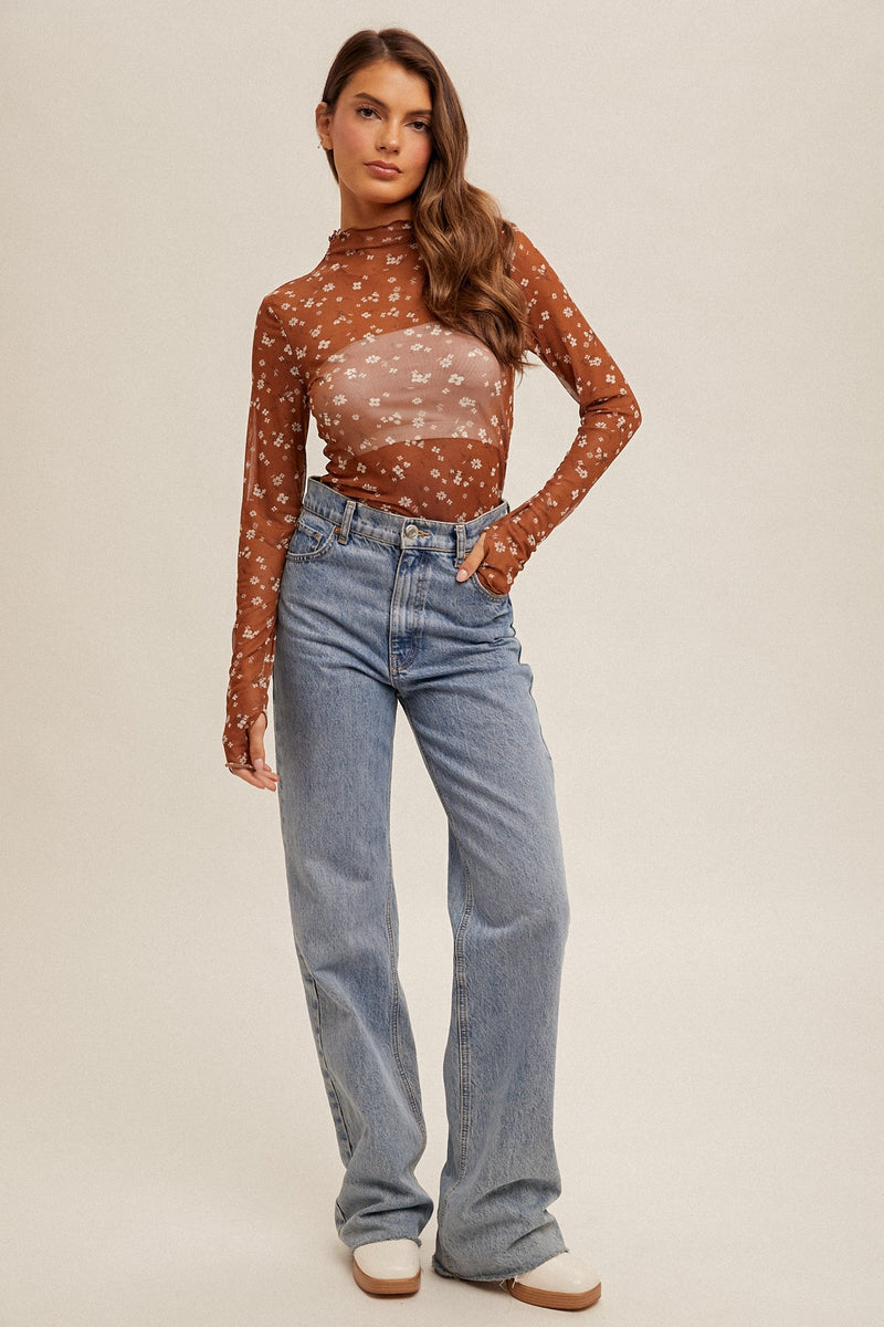 Ditsy Floral Mesh Top