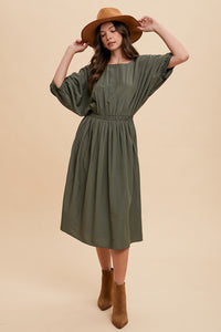 Olive Dolman Sleeve Dress