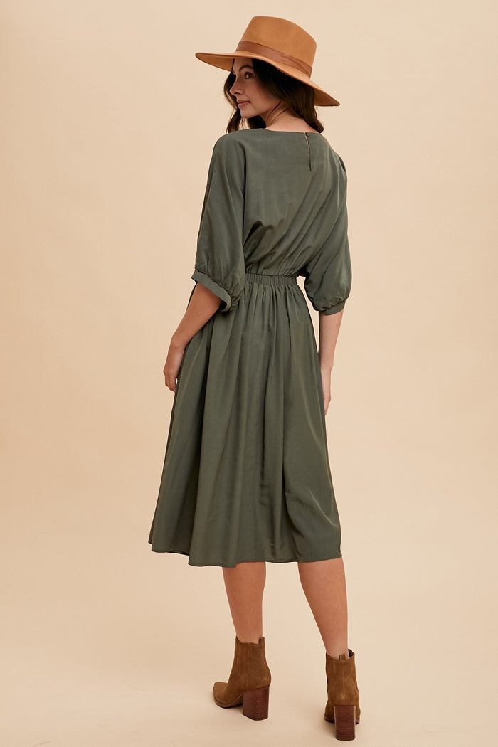 Olive Dolman Sleeve Dress