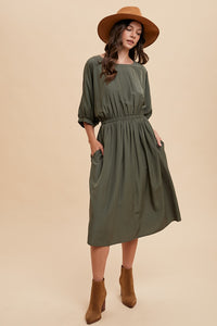 Olive Dolman Sleeve Dress