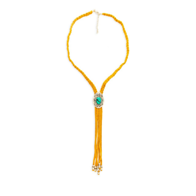 Prairie Concho Suede Leather Necklace