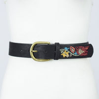 Flower Embroidered Statement Belt