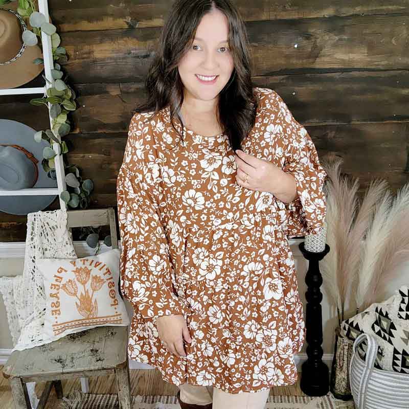 Floral Print Woven Tunic Top