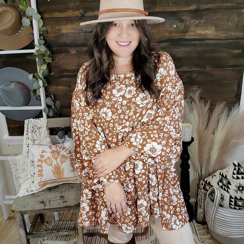 Floral Print Woven Tunic Top