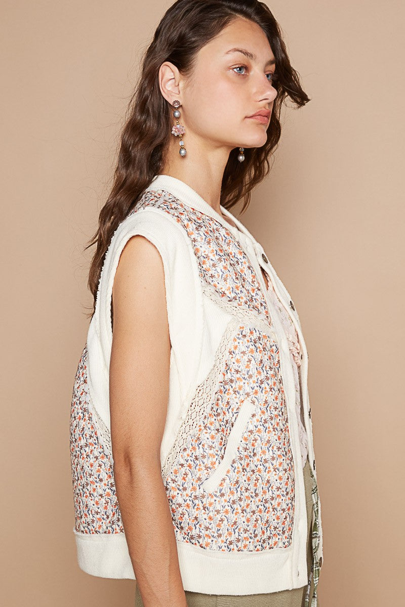 POL Ditzy Floral Print Vest