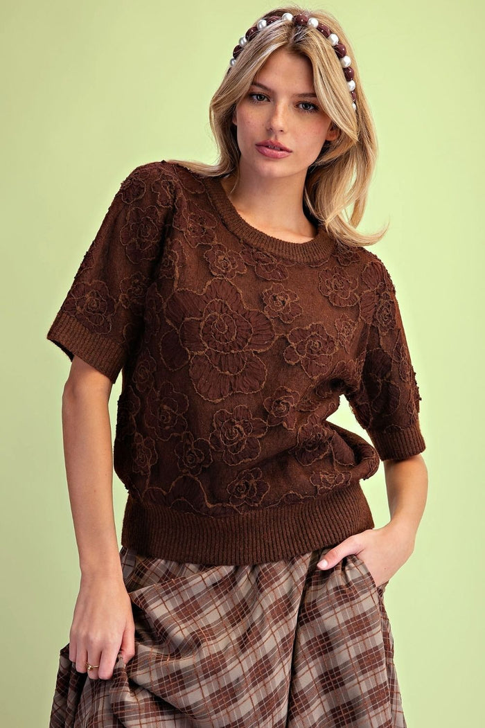 Floral Textured Sweater Top