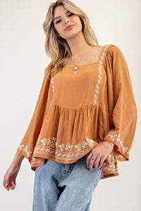 Fall Florals Embroidered Top