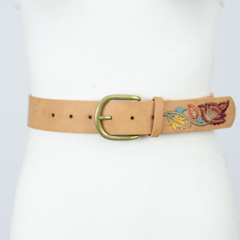 Flower Embroidered Statement Belt