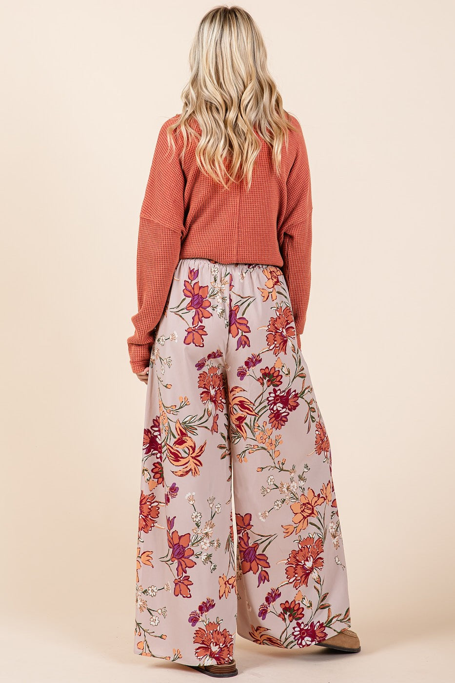 Flower Print Wide Leg Pants