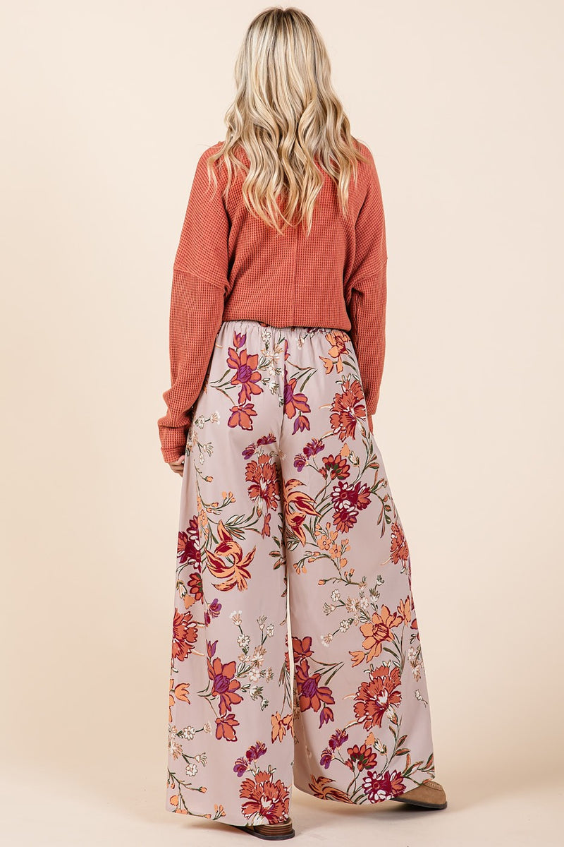 Flower Print Wide Leg Pants