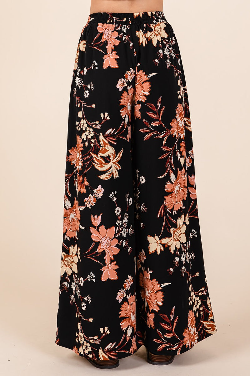 Flower Print Wide Leg Pants