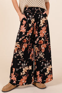 Flower Print Wide Leg Pants