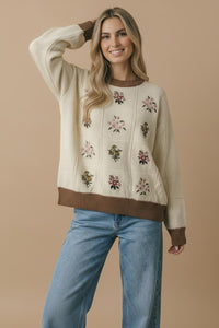 Embroidered Flowers Sweater
