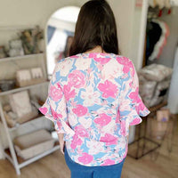 Floral Print Bell Sleeve Blouse