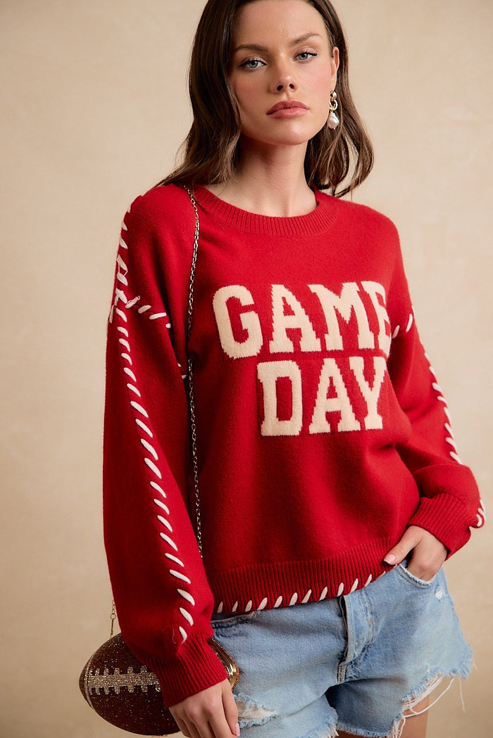 Contrast Stitched Gameday Sweater