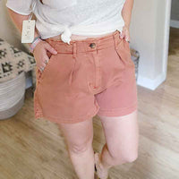 Garment Dyed High Waist Shorts