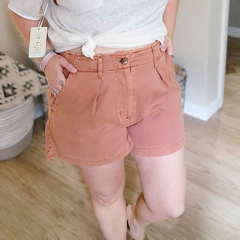 Garment Dyed High Waist Shorts