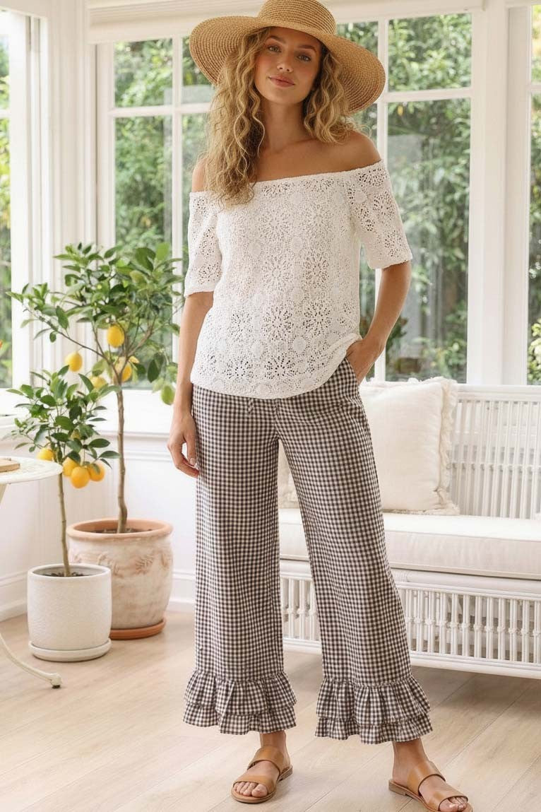 Gingham Ruffle Pants
