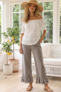 Gingham Ruffle Pants