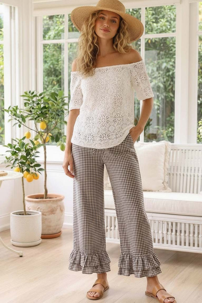 Gingham Ruffle Pants