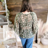 Floral Print Sheer Blouse