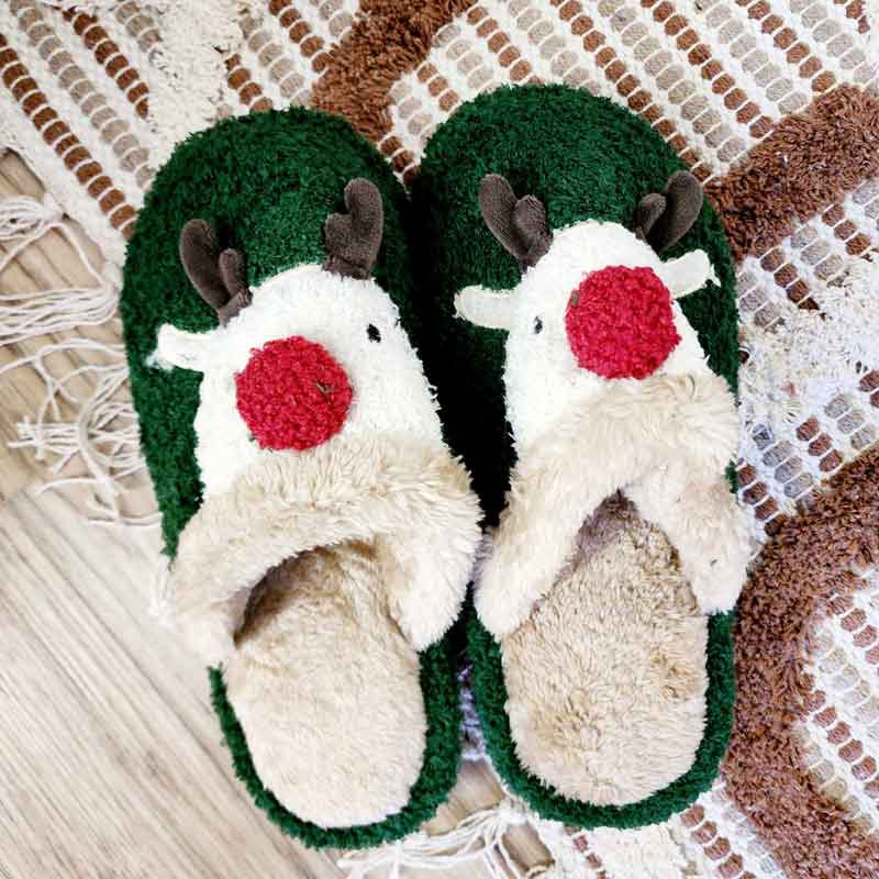 Reindeer Comfy Fuzzy Slippers