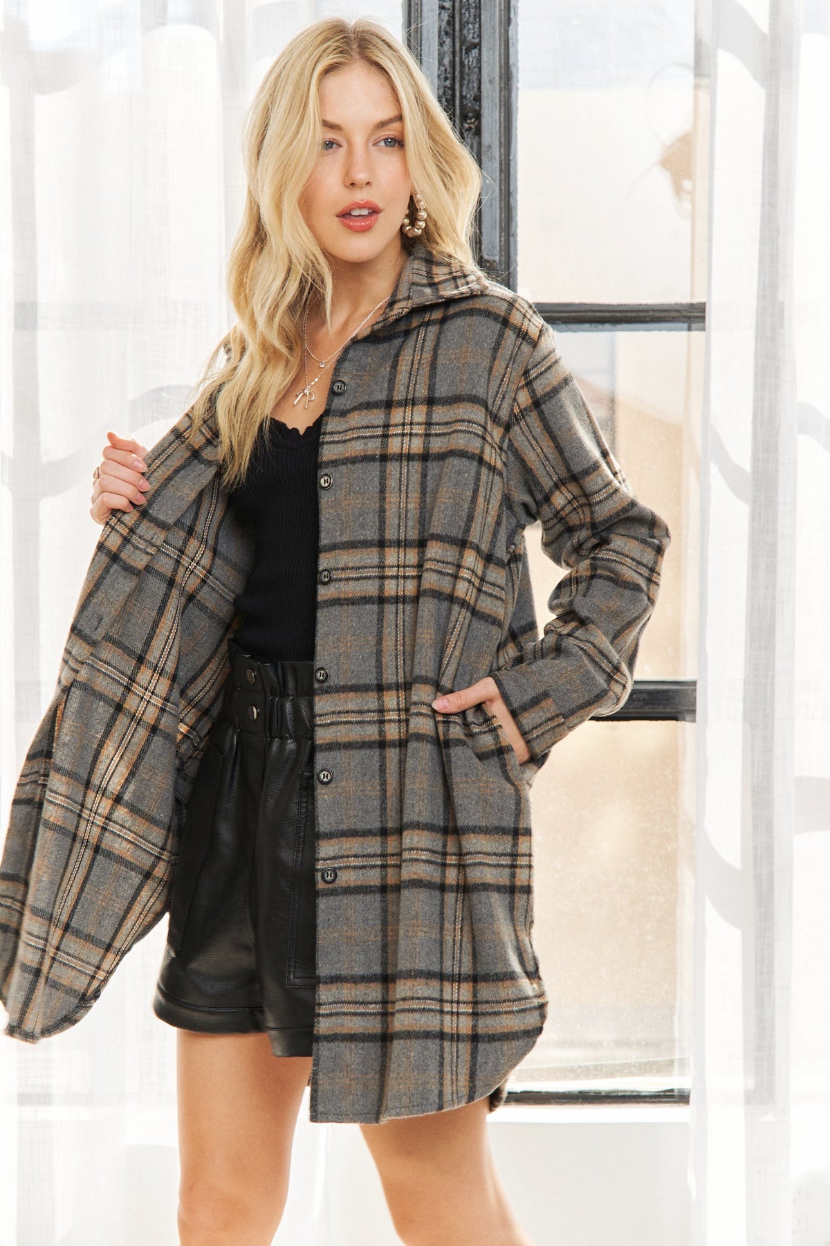 Button Down Flannel Shacket